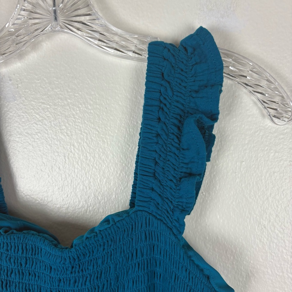 Soma Weekend Smocked Ruffle Strap Pintucked Midi Dress in Blue - Picture 6 of 15